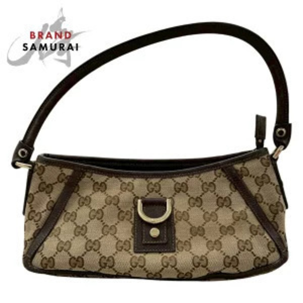 Gucci GG Canvas Abbey Ring Shoulder Bag beige monogram leather